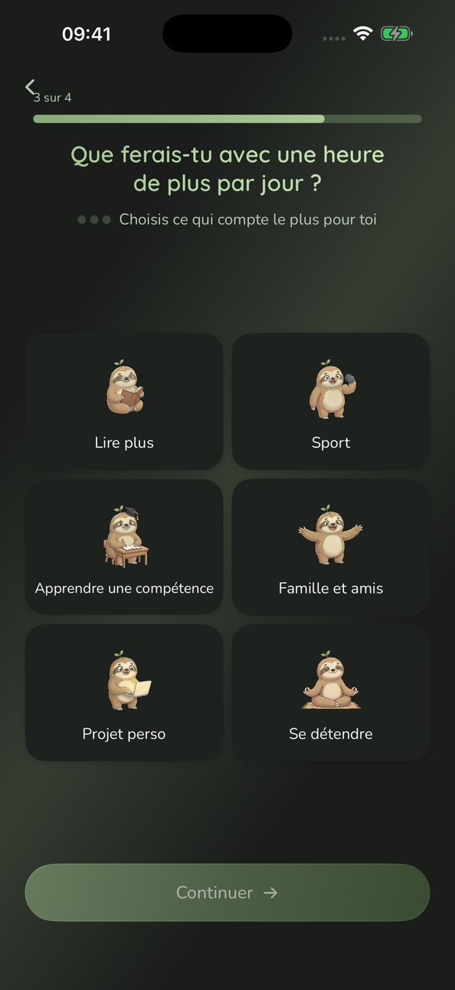 Lazely propose de choisir ses objectifs personnels.
